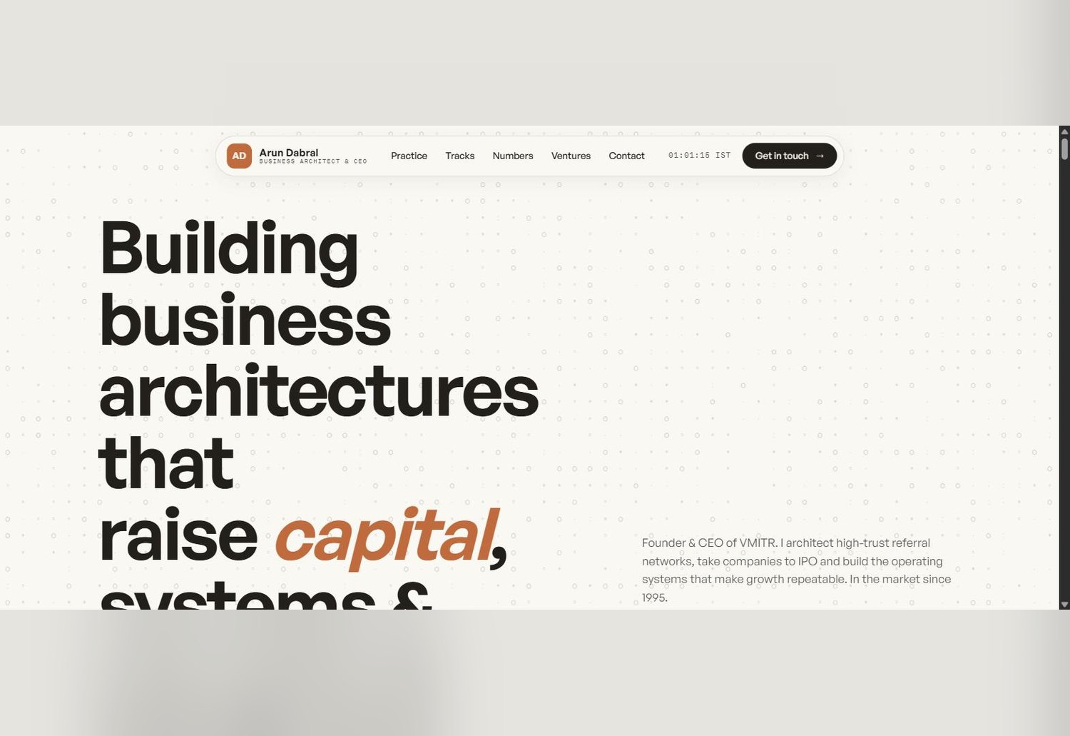Arun Dabral &mdash; business architect and CEO personal website built by BytePatch Technologies