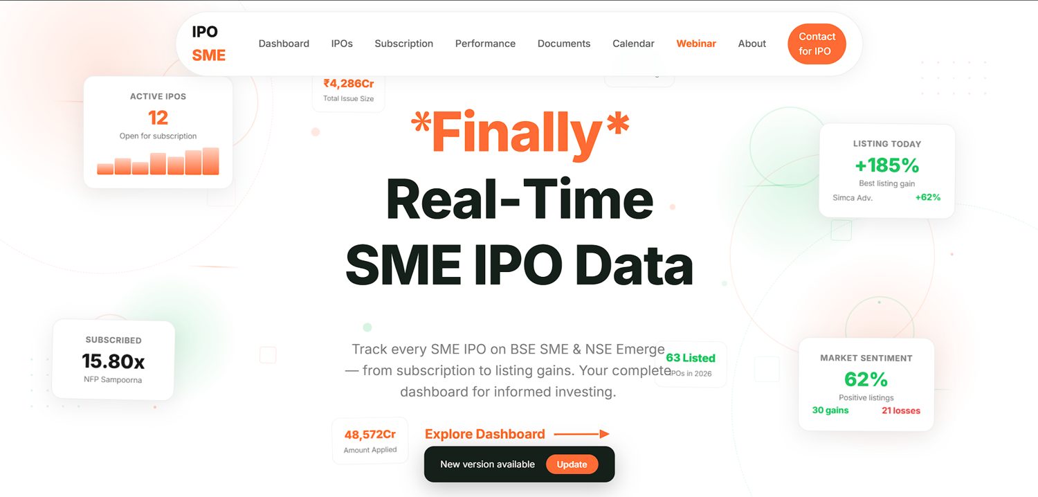 IPOsMe — real-time SME IPO data platform built by BytePatch Technologies