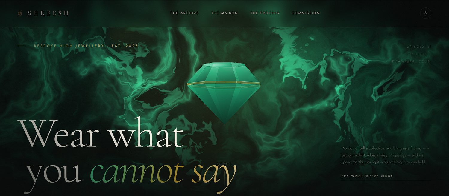 Shreesh — bespoke high jewellery maison website built by BytePatch Technologies
