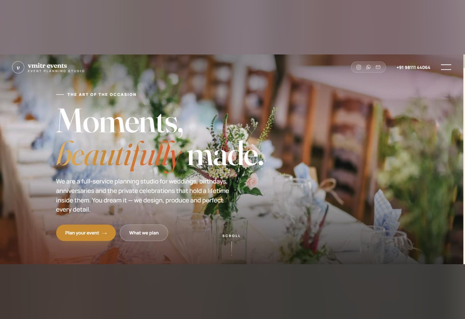 VMITR Events &mdash; event planning studio website built by BytePatch Technologies